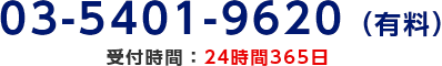 03-5401-9620（有料）/受付時間：24時間365日